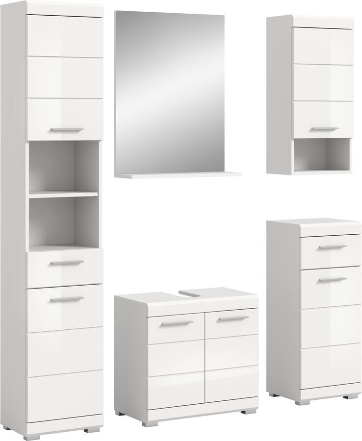 INOSIGN Badmeubelset Siena 5-delig bestaande uit: Hoge kast WBU spiegel onderkast hangkast (set 5 stuks) - Foto 9