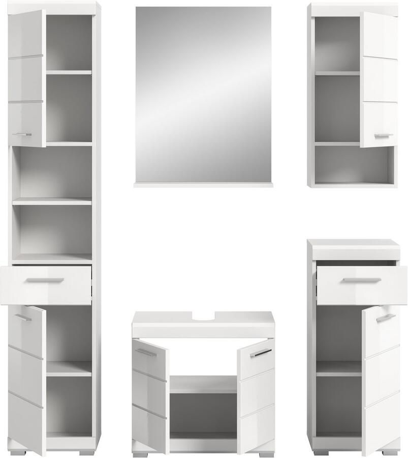 INOSIGN Badmeubelset Siena 5-delig bestaande uit: Hoge kast WBU spiegel onderkast hangkast (set 5 stuks)