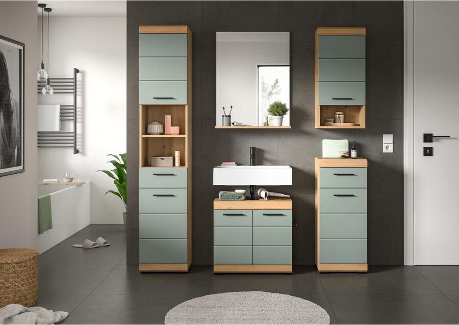 INOSIGN Badmeubelset Siena 5-delig bestaande uit: Hoge kast WBU spiegel onderkast hangkast (set 5 stuks) - Foto 4