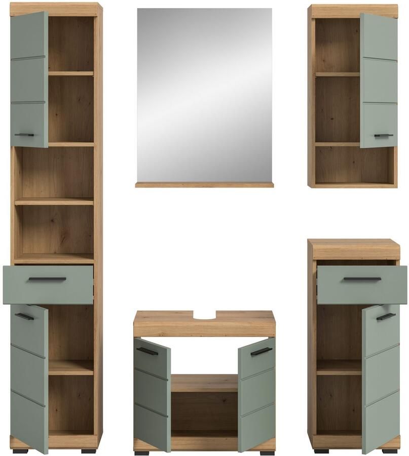 INOSIGN Badmeubelset Siena 5-delig bestaande uit: Hoge kast WBU spiegel onderkast hangkast (set 5 stuks)