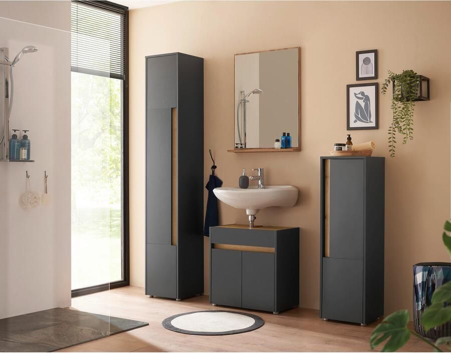 INOSIGN Badmeubelset CITY GIRON badkamer in tijdloos ontwerp 4-delige badkamer Badkasten en spiegels in twee kleuren beschikbaar veel opbergruimte (set 4 stuks) - Foto 4