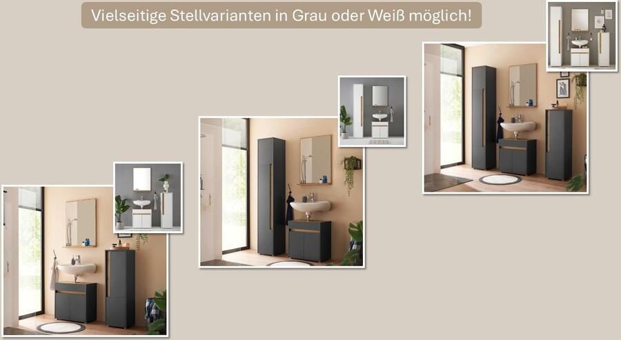 INOSIGN Badmeubelset CITY GIRON badkamer in tijdloos ontwerp 4-delige badkamer Badkasten en spiegels in twee kleuren beschikbaar veel opbergruimte (set 4 stuks) - Foto 10