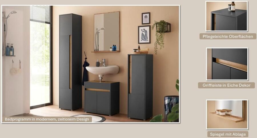 INOSIGN Badmeubelset CITY GIRON badkamer in tijdloos ontwerp 4-delige badkamer Badkasten en spiegels in twee kleuren beschikbaar veel opbergruimte (set 4 stuks) - Foto 11