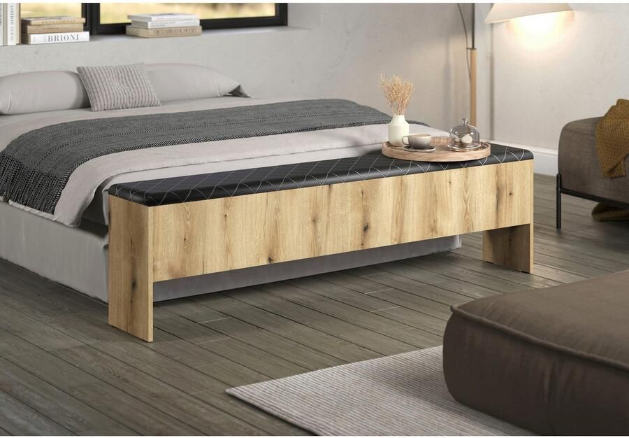 INOSIGN Bank Estepona Opklapbare bedbank bekleding in antraciet met ruitsteek (1 stuk) - Foto 3