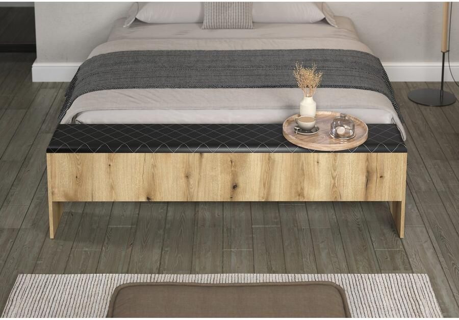 INOSIGN Bank Estepona Opklapbare bedbank bekleding in antraciet met ruitsteek (1 stuk) - Foto 2