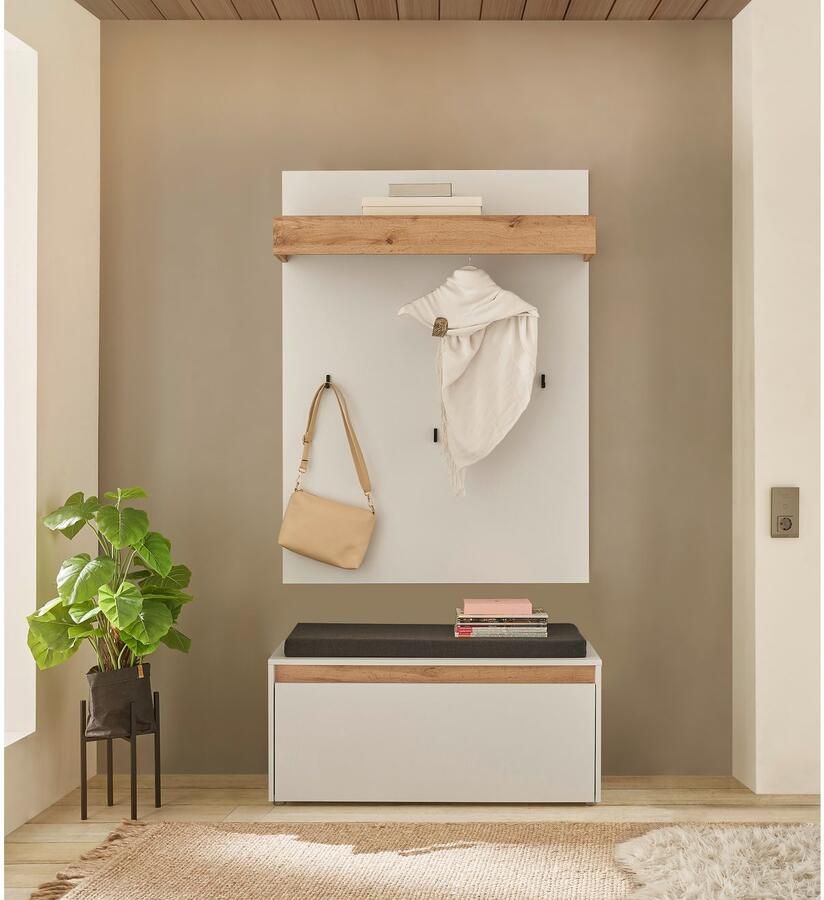 INOSIGN Halmeubelset GIRON CiTY moderne garderobe complete set met veel opbergruimte bevat garderobe paneel & schoenenbank incl. zitkussen 100 cm breed (complete set 2 stuks) - Foto 2