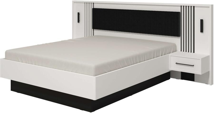 INOSIGN Bedframe Ascalon ligoppervlak 160x200cm gepolsterde rugleuning Bedopstelling met 2 wandpanelen incl. nachttafels 3D-look door lamellen - Foto 4