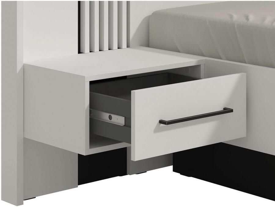 INOSIGN Bedframe Ascalon ligoppervlak 160x200cm gepolsterde rugleuning Bedopstelling met 2 wandpanelen incl. nachttafels 3D-look door lamellen