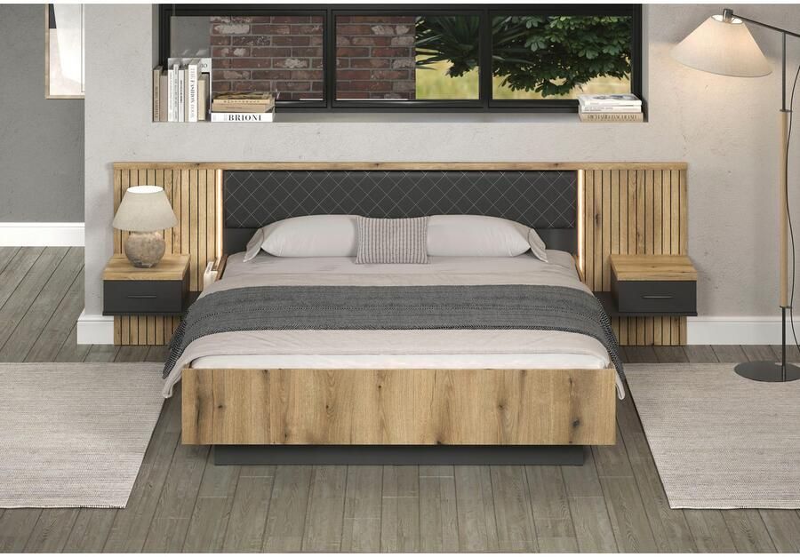 INOSIGN Bedframe Estepona Bed 180x200 cm inclusief nachtkastjes met indirecte verlichting (1-delig) - Foto 3