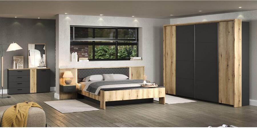 INOSIGN Schuifdeurkast Estepona Kledingkast in grijs eik optioneel met passe-partout inlegplanken - Foto 5