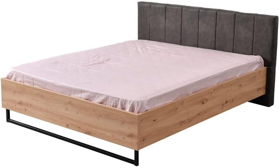 INOSIGN Bedframe Sardinië FSC-gecertificeerd houtmateriaal met gepolsterde hoofdeinde metalen voet in schaatsvorm 160 of 180x200 cm - Foto 3