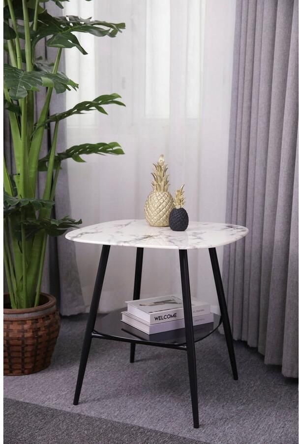 Artistiq Living Artistiq Bijzettafel Nicky 55 x 55cm Marmerlook Wit Vierkant - Foto 5