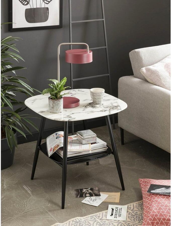 Artistiq Living Artistiq Bijzettafel Nicky 55 x 55cm Marmerlook Wit Vierkant - Foto 4