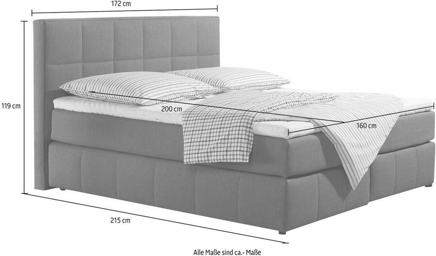 INOSIGN Boxspring Casano met fijne stiksels in 3 matrassoorten 2 hardheden en 5 kleuren - Foto 2