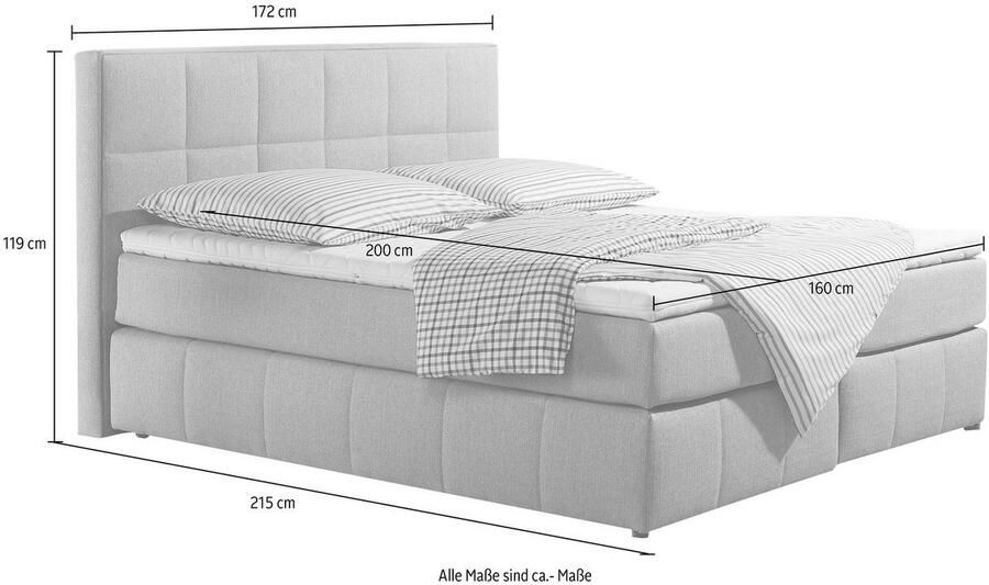 INOSIGN Boxspring Casano met fijne stiksels in 3 matrassoorten 2 hardheden en 5 kleuren - Foto 2