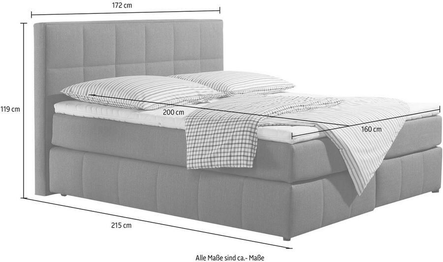 INOSIGN Boxspring Casano met fijne stiksels in 3 matrassoorten 2 hardheden en 5 kleuren - Foto 2