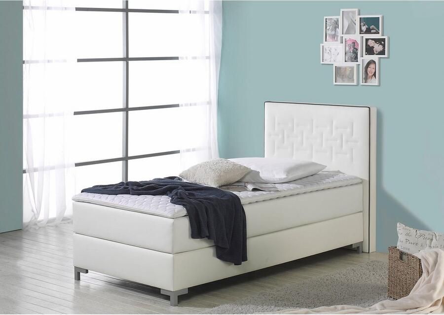 INOSIGN Boxspring Coos met bijzondere stiksels in het hoofdbord 3 matrassoorten 2 hardheden