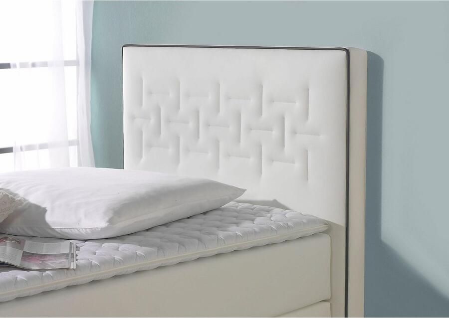 INOSIGN Boxspring Coos met bijzondere stiksels in het hoofdbord 3 matrassoorten 2 hardheden