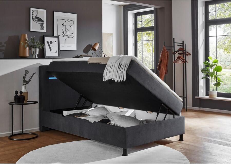 INOSIGN Boxspring Escalon LED met opbergruimte inclusief topper LED-lichtstrip in het hoofdeinde - Foto 11