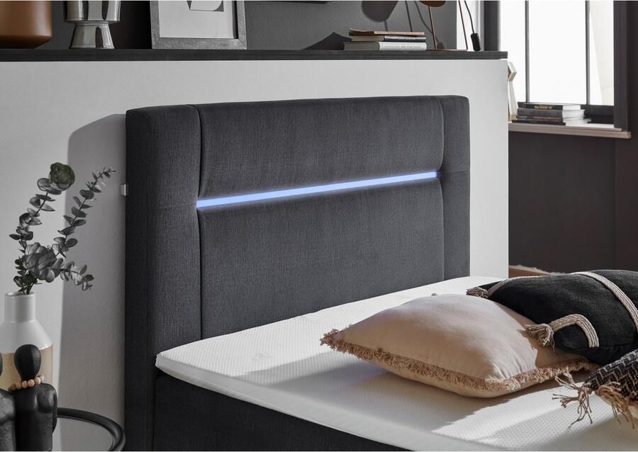 INOSIGN Boxspring Escalon LED met opbergruimte inclusief topper LED-lichtstrip in het hoofdeinde - Foto 8