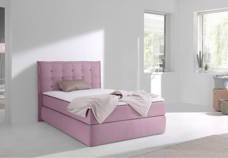 INOSIGN Boxspring Sagres Hoofdbord met 2-kleurige zachte bies en tweekleurige knopen - Foto 2