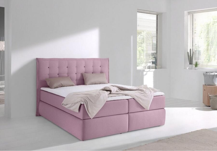 INOSIGN Boxspring Sagres Hoofdbord met 2-kleurige zachte bies en tweekleurige knopen - Foto 4