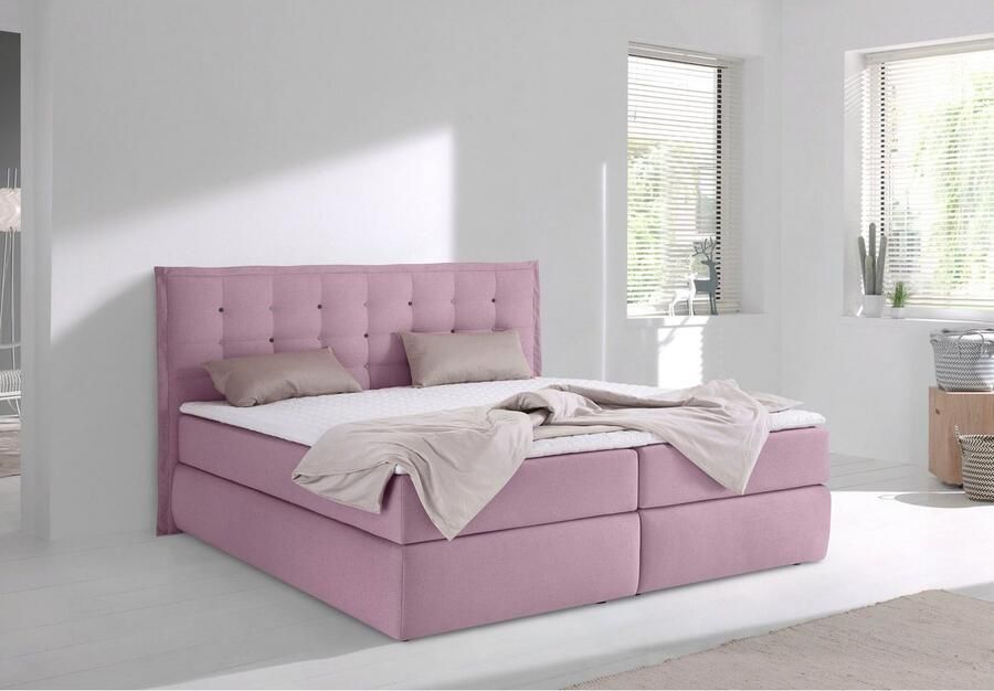 INOSIGN Boxspring Sagres Hoofdbord met 2-kleurige zachte bies en tweekleurige knopen - Foto 4