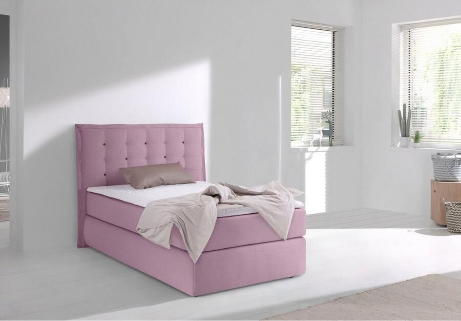 INOSIGN Boxspring Sagres Hoofdbord met 2-kleurige zachte bies en tweekleurige knopen - Foto 4