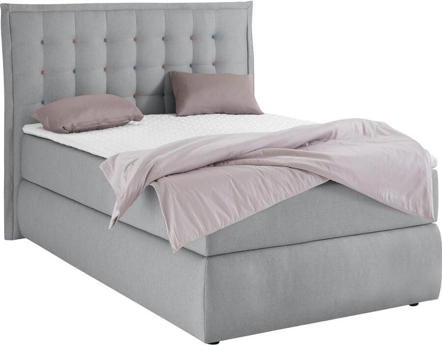 INOSIGN Boxspring Sagres Hoofdbord met 2-kleurige zachte bies en tweekleurige knopen - Foto 2