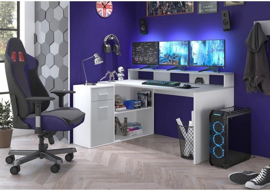 INOSIGN Bureau CHESTER Gamingtafel met lowboard werktafel afmetingen (B D H) 160 115 92 cm (2 stuks) - Foto 3