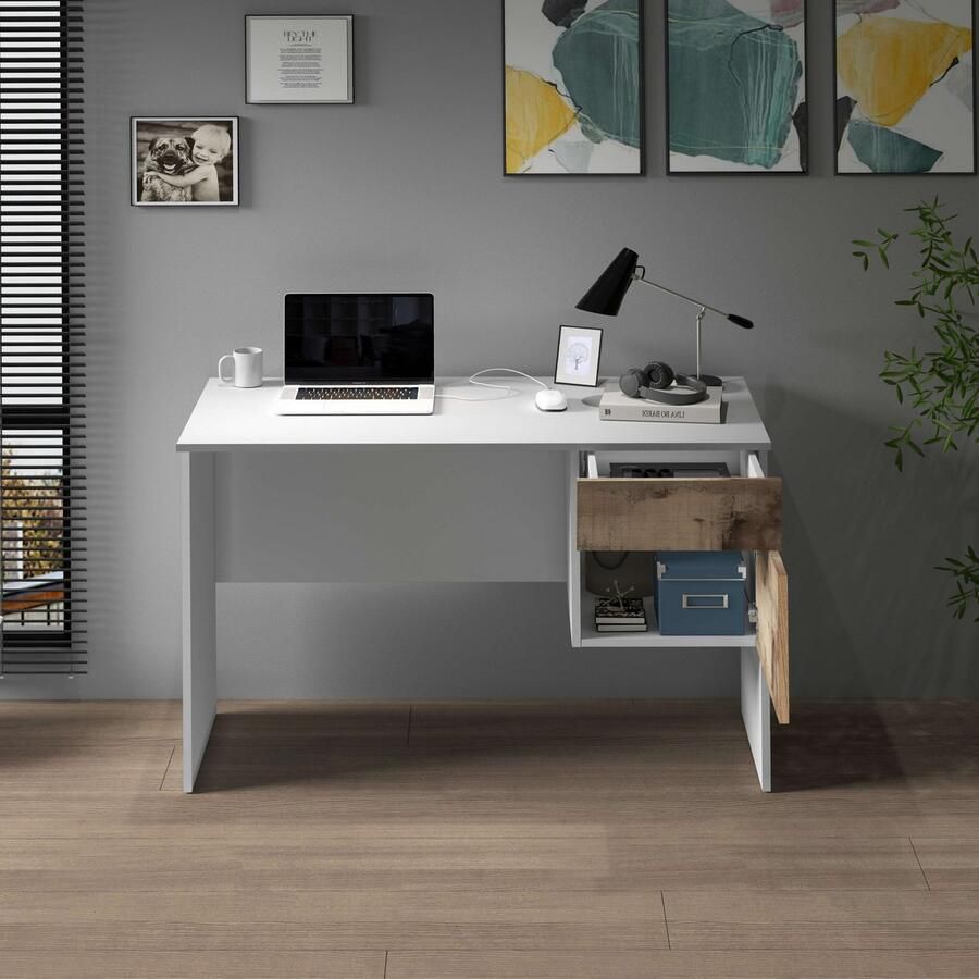 INOSIGN Bureau Coro kleine computertisch bureautafel met 1 deur & 1 lade breedte 110 cm made in italy - Foto 4