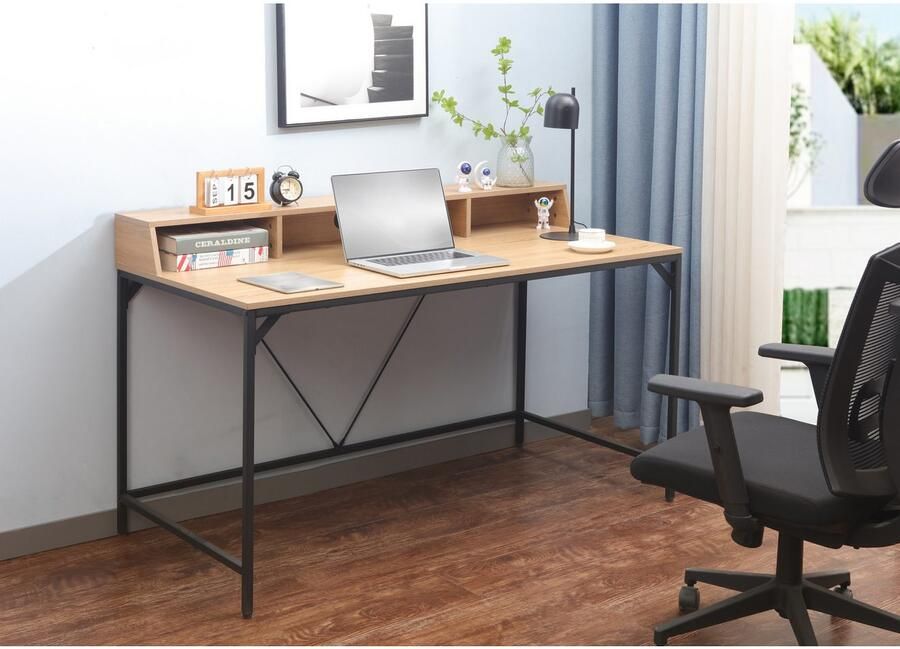 INOSIGN Bureau Endre met monitorsteun 3 vakken & kabeldoorvoer metalen frame - Foto 5