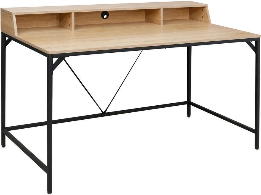 INOSIGN Bureau Endre met monitorsteun 3 vakken & kabeldoorvoer metalen frame - Foto 3