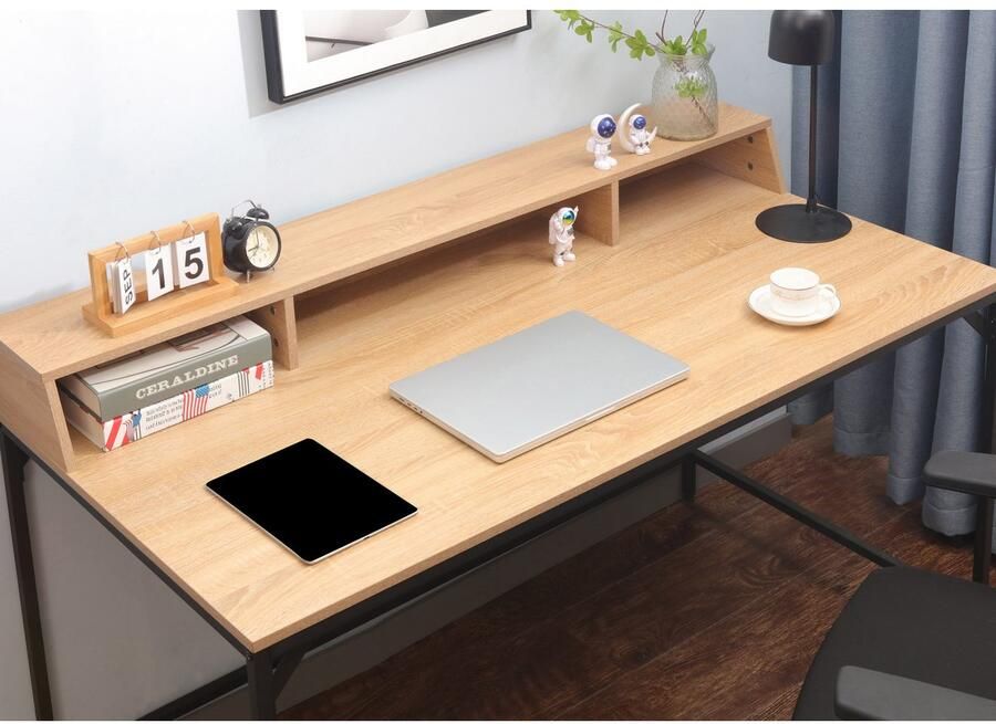 INOSIGN Bureau Endre met monitorsteun 3 vakken & kabeldoorvoer metalen frame - Foto 4