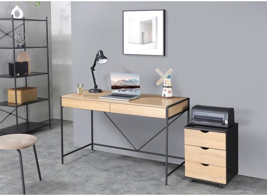 INOSIGN Bureau Endre stabiel metalen frame 2 lades greeploos breedte 123 cm - Foto 2