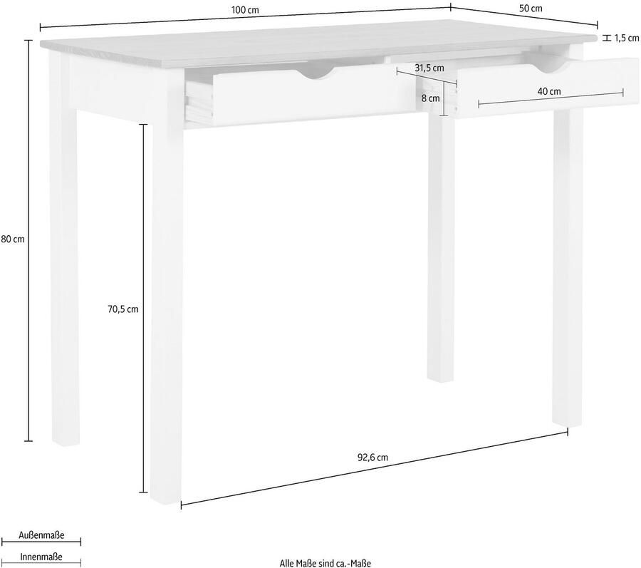 INOSIGN Bureau Gava Grenenhout verzonken grepen verschillende kleurvarianten breedte 100 cm - Foto 2