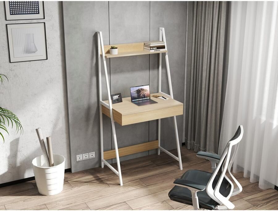 INOSIGN Bureau met kast Lonas Laptoptafel thuiswerk lade met dubbele vakken metalen frame - Foto 2