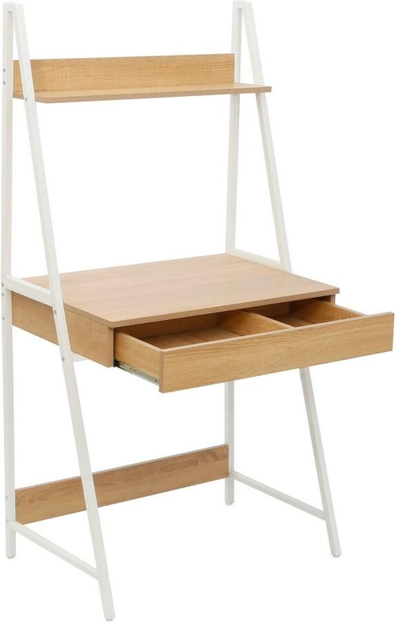 INOSIGN Bureau met kast Lonas Laptoptafel thuiswerk lade met dubbele vakken metalen frame - Foto 3