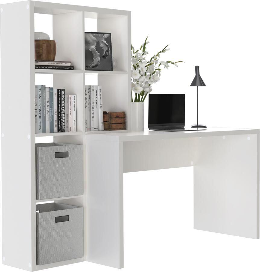 INOSIGN Bureau met kast Triest computerbureau met roomdivider breedte 156 cm rek-element flexibel te monteren 6 vakken tafelbreedte 120 cm - Foto 7