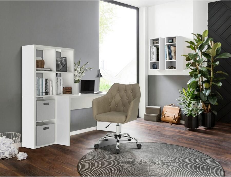 INOSIGN Bureau met kast Triest computerbureau met roomdivider breedte 156 cm rek-element flexibel te monteren 6 vakken tafelbreedte 120 cm - Foto 3