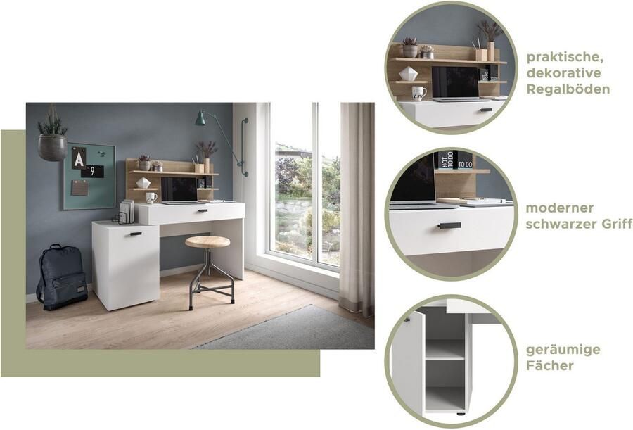 INOSIGN Bureau Ottelu Breedte 130cm 1 deur 1 lade 2 legplanken - Foto 7