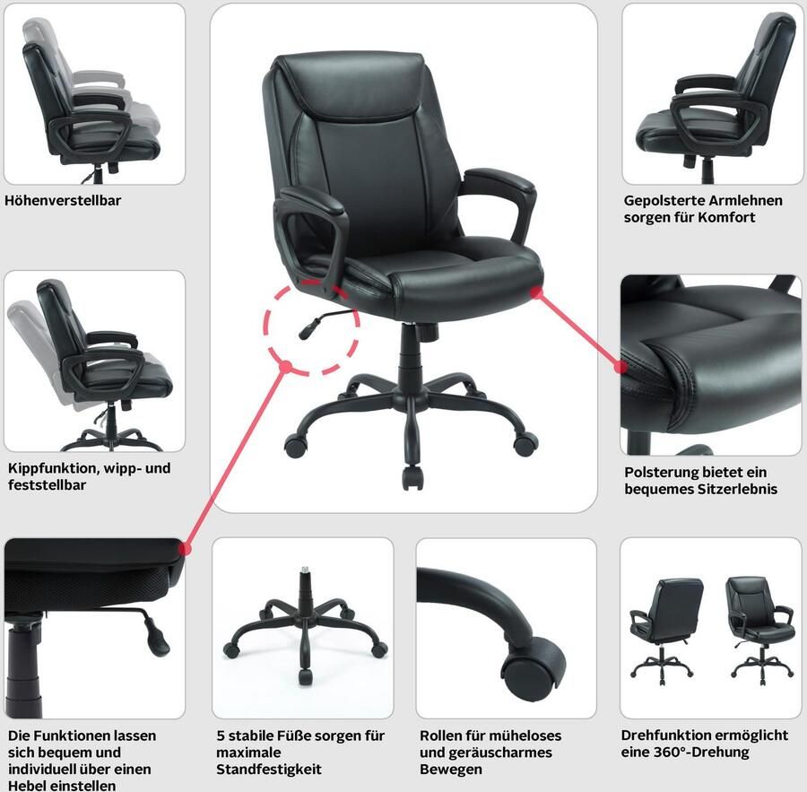 INOSIGN Bureaustoel DARKLEY Bureaustoel comfortabele bekleding kantelfunctie