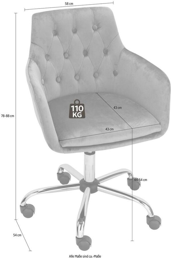 INOSIGN Bureaustoel Perry1 elegante fluwelen stoel zacht verdikt - Foto 5