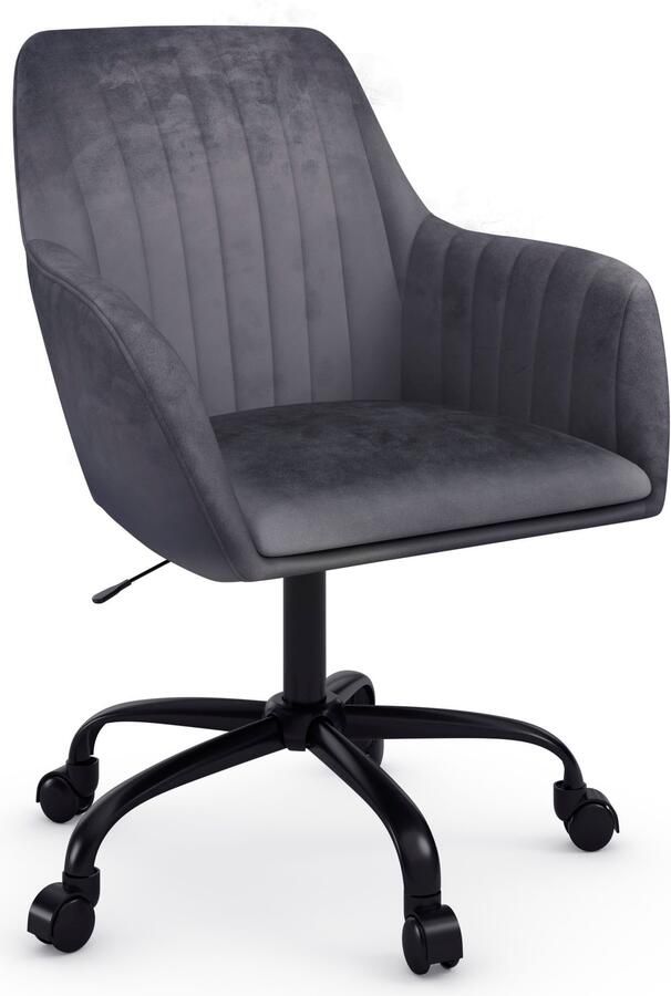 INOSIGN Bureaustoel Perry2 elegante fluwelen stoel zwart draaikruis bekleding in lengtestiksel-uitstraling - Foto 6