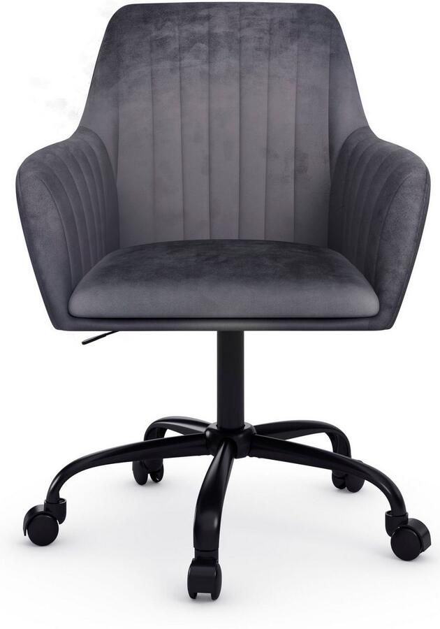 INOSIGN Bureaustoel Perry2 elegante fluwelen stoel zwart draaikruis bekleding in lengtestiksel-uitstraling - Foto 2