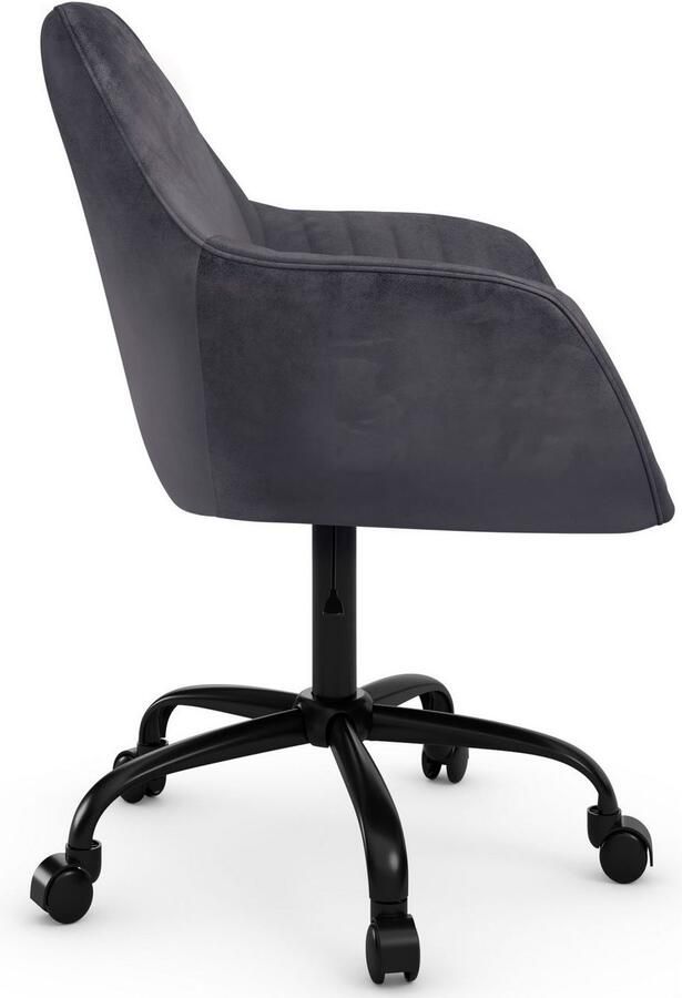 INOSIGN Bureaustoel Perry2 elegante fluwelen stoel zwart draaikruis bekleding in lengtestiksel-uitstraling - Foto 3
