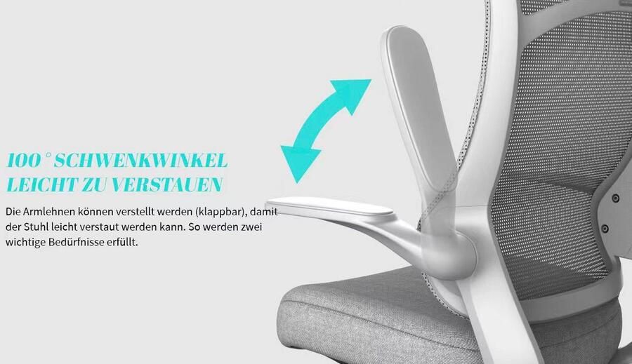 INOSIGN Bureaustoel Toico design bureaustoel ergonomische rugleuning lendensteun & opklapbare armleuningen - Foto 7