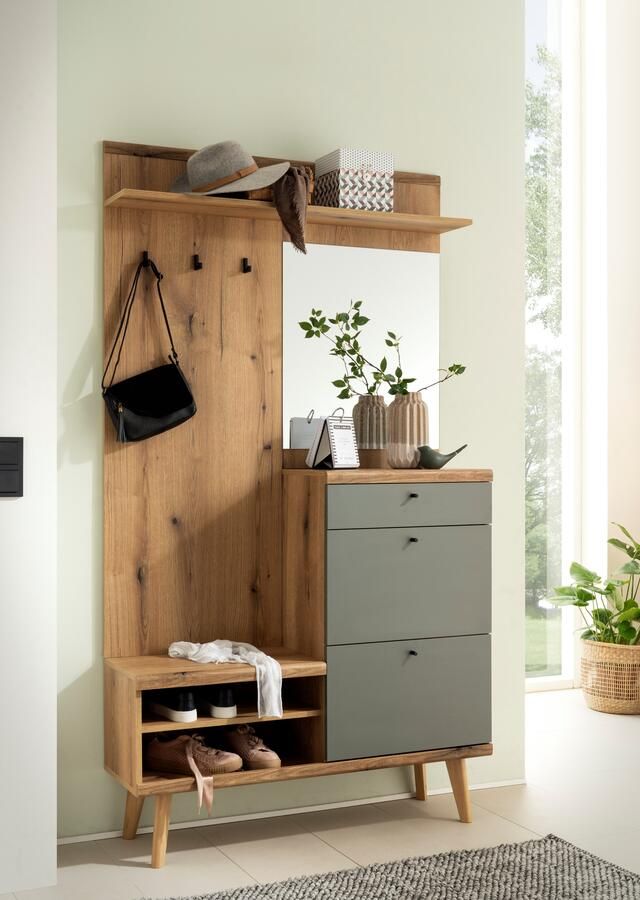 INOSIGN Compact kapstokmeubel Mavas Garderobe Garderobekast ScandicDesign Evoke Eik Salie voldoende opbergruimte geschikt voor kleine ruimtes 110 cm breed - Foto 7