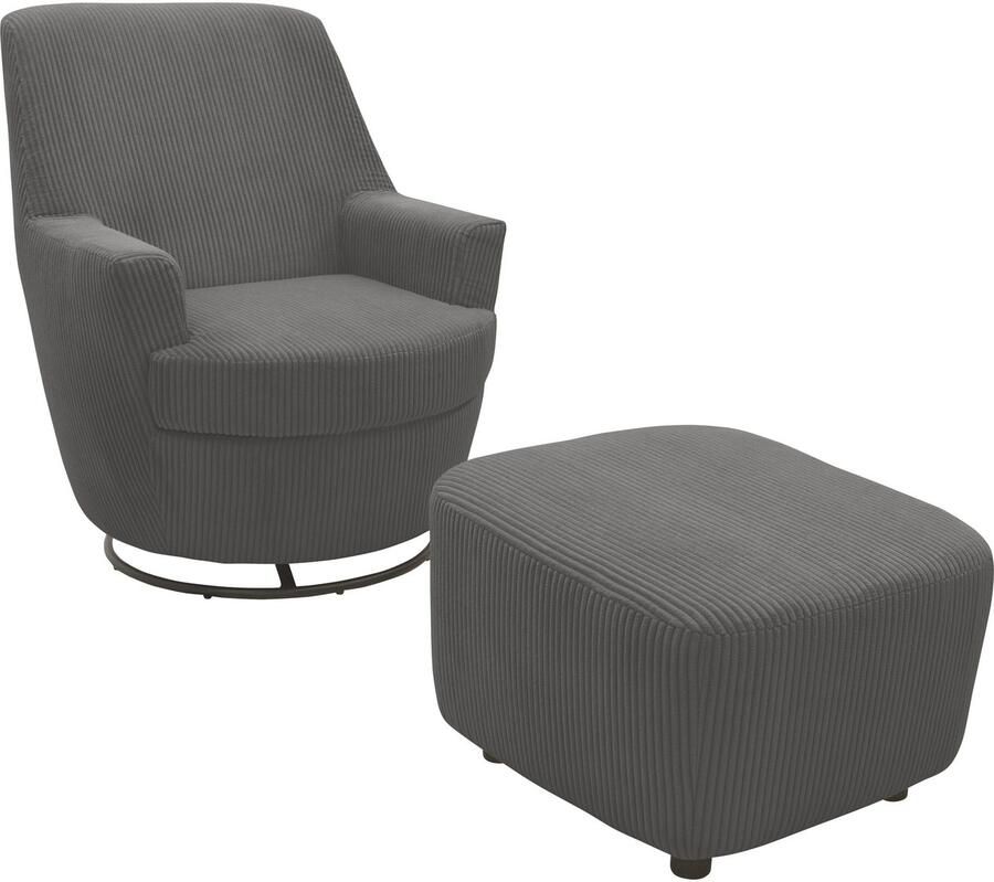 INOSIGN Draaibare fauteuil Hetty draaistoel met kantelfunctie en poef leesstoel armstoel (set 2 stuks) - Foto 3