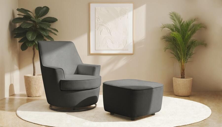 INOSIGN Draaibare fauteuil Hetty draaistoel met kantelfunctie en poef leesstoel armstoel (set 2 stuks) - Foto 10